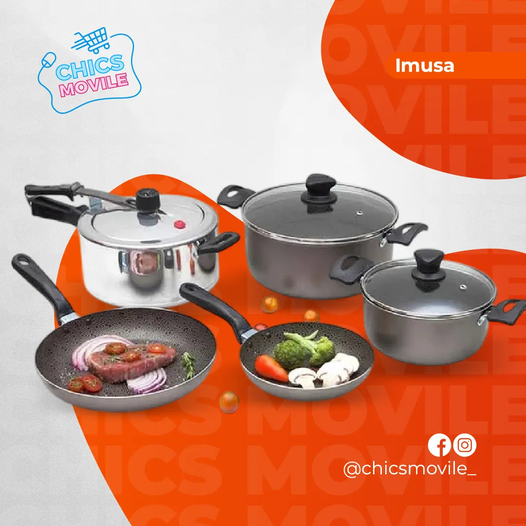Bateria Ollas 7 Pieza Imusa Talent Con Olla A Presión 🍲🍛✅ - Chics Movile