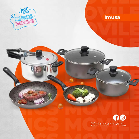 Bateria Ollas 7 Pieza Imusa Talent Con Olla A Presión 🍲🍛✅ - Chics Movile