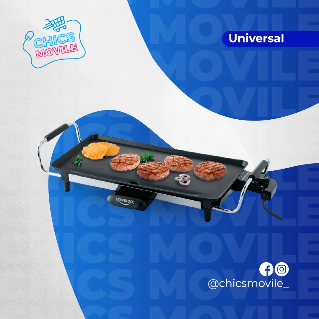 Asador Plancha Eléctrica UNIVERSAL L88350 Lisa Negra 🥩🍖 - Chics Movile