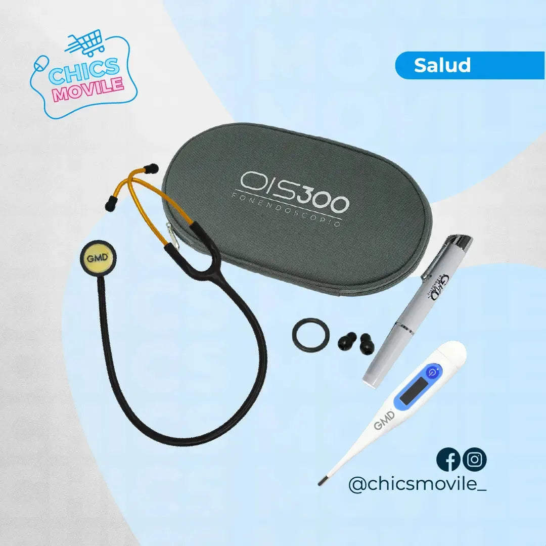 Kit esencial de veterinaria Fonendoscopio OIS 300 + Termómetro digital + Linterna de diagnóstico - Chics Movile