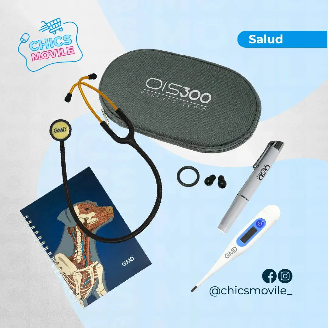 Kit De Veterinaria. Fonendoscopio OIS 300 + Termometro Digital + Linterna De Diagnostico + Cuaderno🧑‍⚕️🐶 - Chics Movile