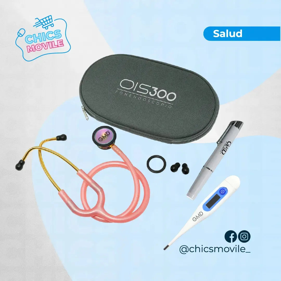 Kit esencial de veterinaria Fonendoscopio OIS 300 + Termómetro digital + Linterna de diagnóstico - Chics Movile