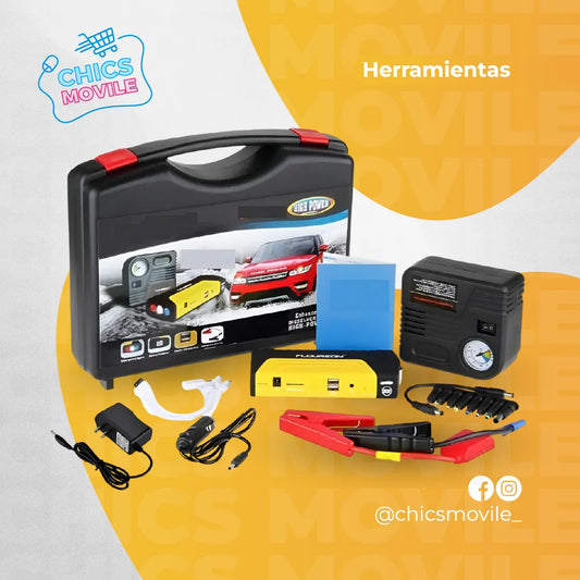Iniciador Batería De Carro/Moto. Mini Compresor Infla Llantas 🔋🚘🏍️ - Chics Movile