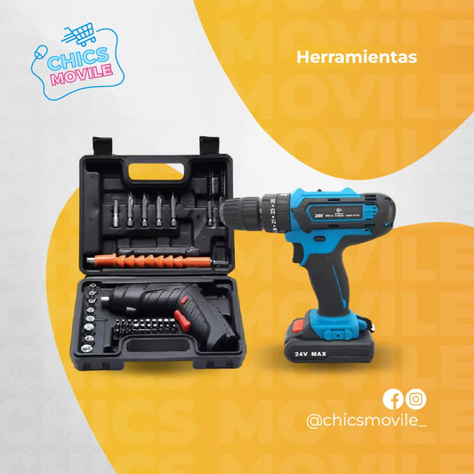 Taladro Inalámbrico Makita Doble Bateria 24v  Con 25 Accesorios 👷 + Destornillador Inalambrico Electrico Recargable