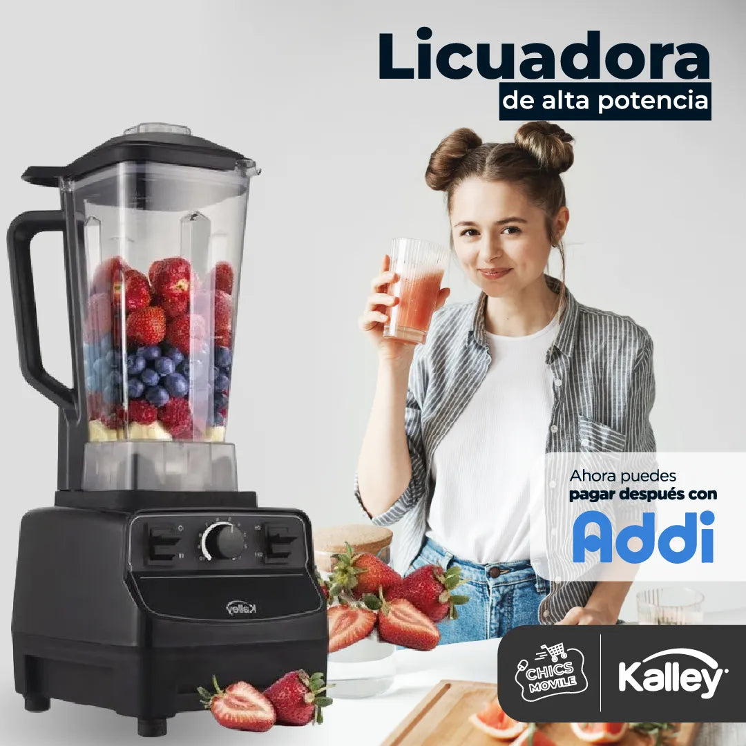 Licuadora Kalley Alta Potencia 1500 Watts Profesional 2 Lts Color Negro 🍹🍍🥭🍋‍🟩 - Chics Movile