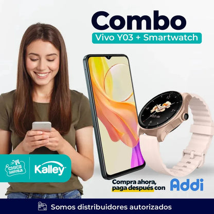 Celular VIVO Y03 128GB + Smartwach L-Watch 3 KALLEY - Chics Movile