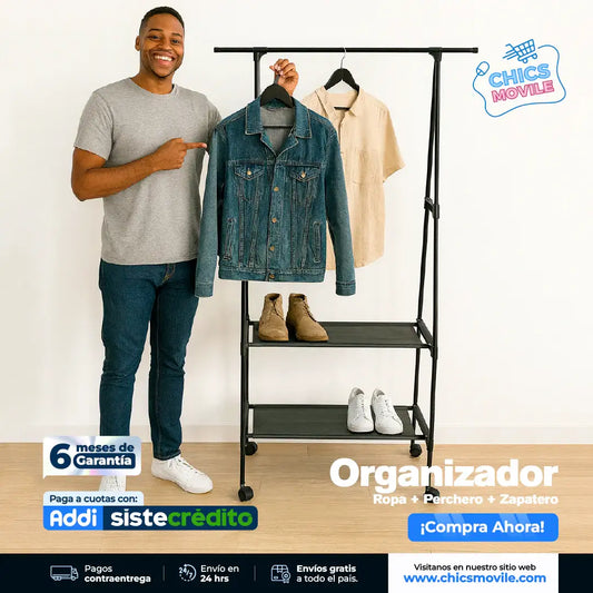 Perchero Organizador De Ropa Con Estante Para Zapatos