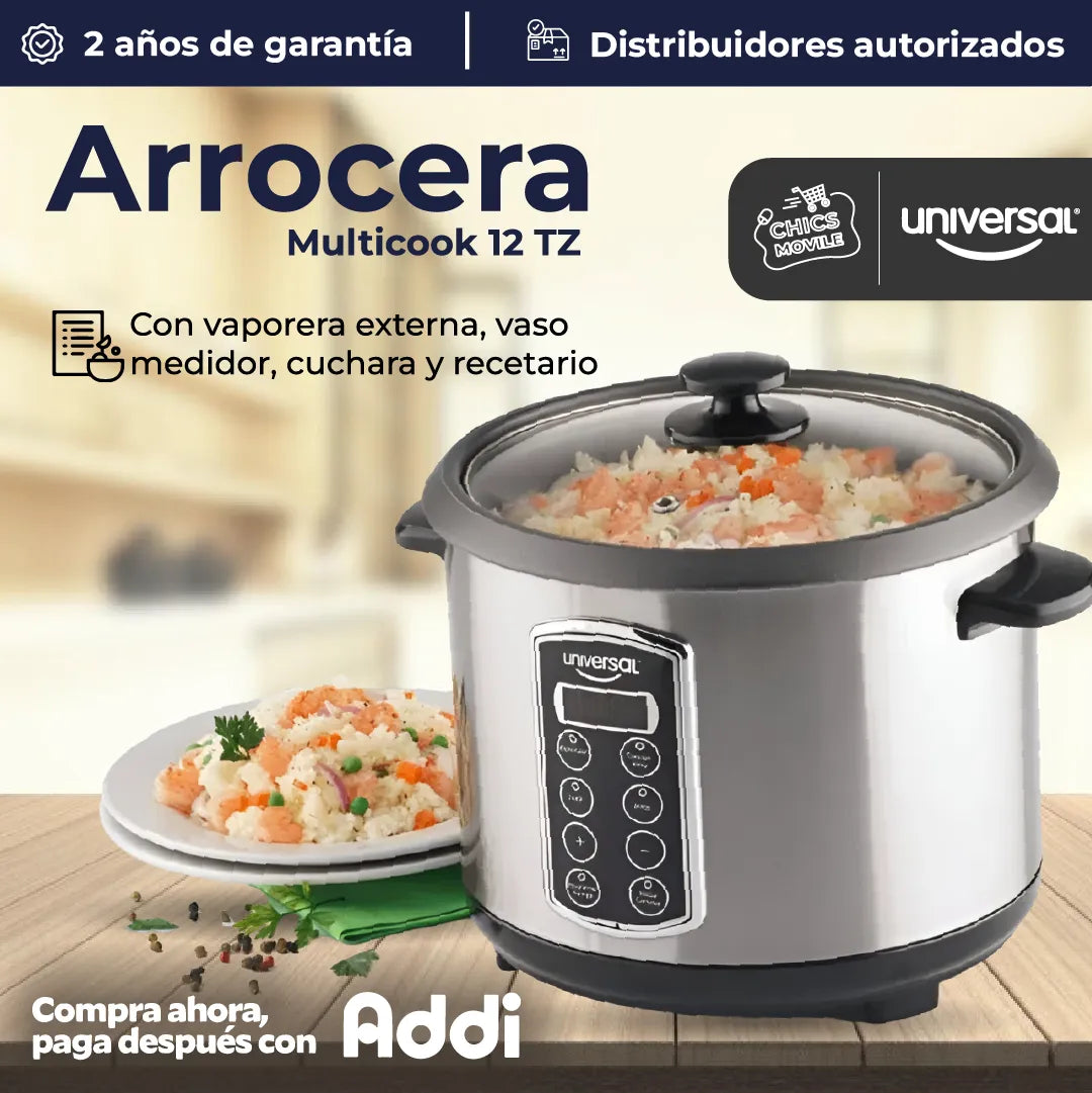 Olla Arrocera UNIVERSAL 10 Tazas L89835 Multicook Plateado ✅🍲 - Chics Movile