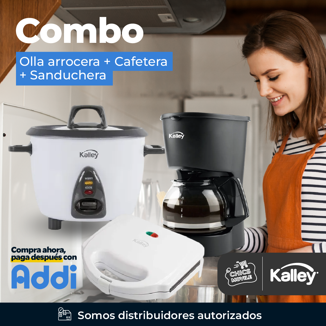 Combo KALLEY Olla Arrocera + Sanduchera + Cafetera ☕🍲