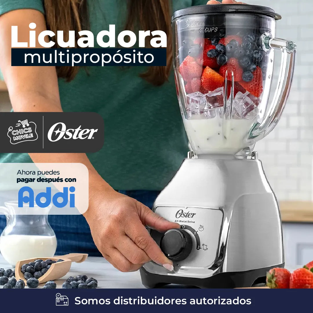 Licuadora Oster® Con Vaso De Vidrio Y Control De Perilla Bls Color Negro 127V 🍹🥭✅ - Chics Movile