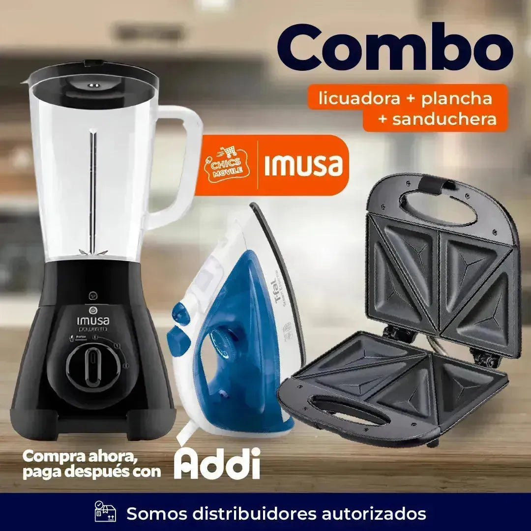 Combo IMUSA Licuadora 2L + Plancha + Sanduchera 🍲🏠 - Chics Movile