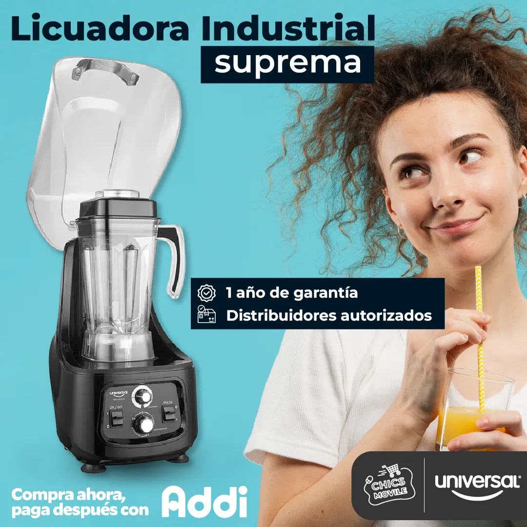 Licuadora Universal L70080 2 L negra con vaso de tritan 120V 👨‍🍳💪🥤 - Chics Movile