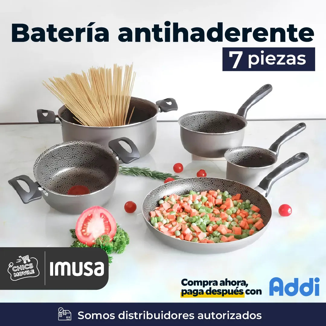 Bateria 7 Piezas Tapa Vidrio IMUSA Talent Color Gris 👨🏻‍🍳🍲 - Chics Movile