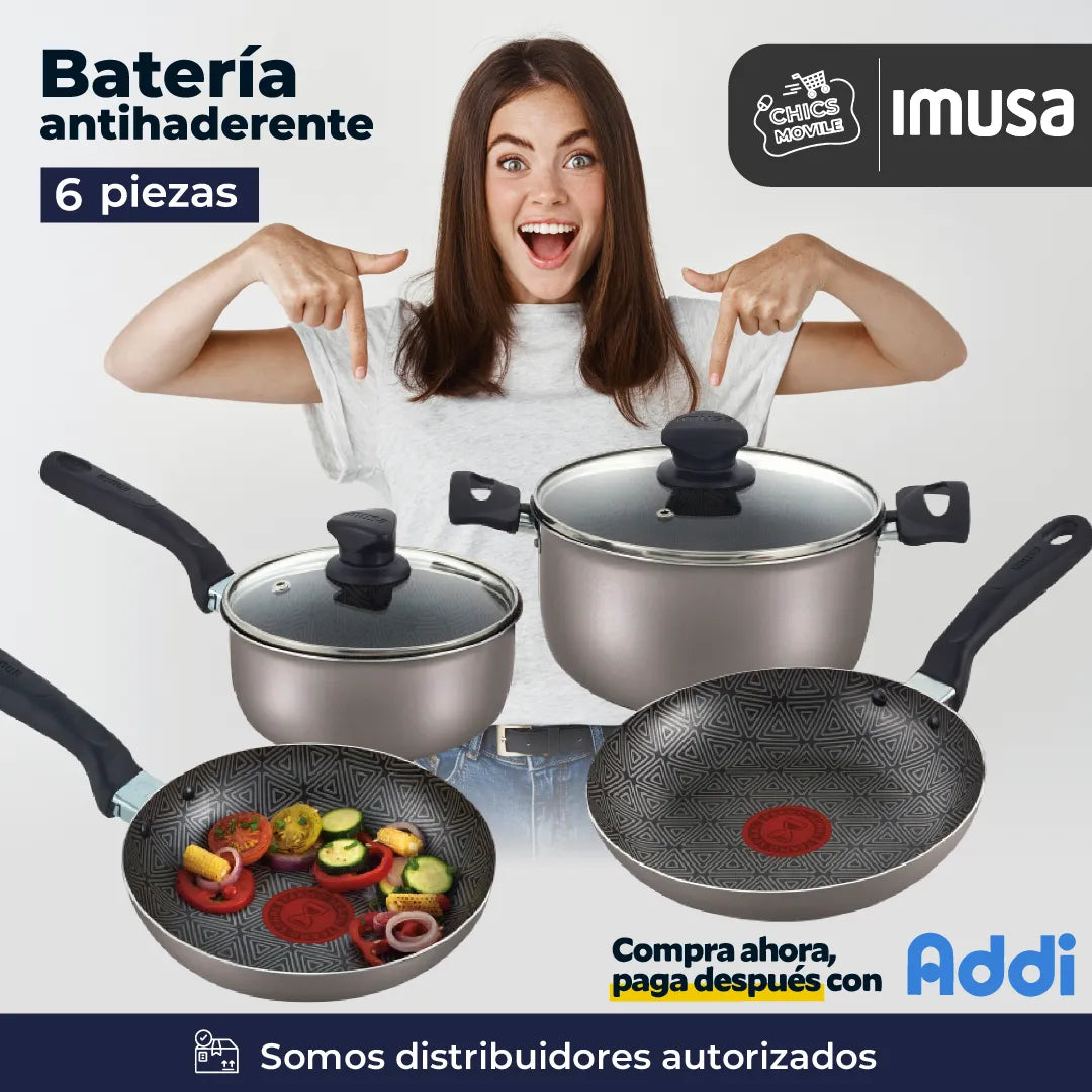 Set IMUSA Antiadherente Batería 6 Piezas Talent 🍲👨🏻‍🍳🏚️ - Chics Movile