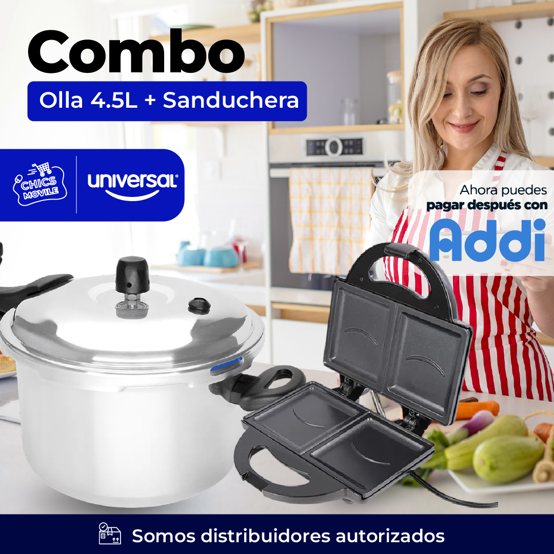 Combo UNIVERSAL  Sanduchera + Olla Escencial 4.5 Litros 🍲🏠