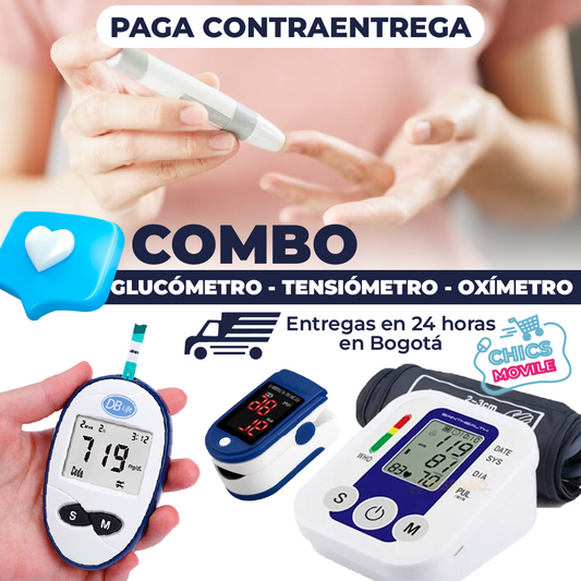 Tensiómetro digital De Brazo + Oxímetro + Glucómetro