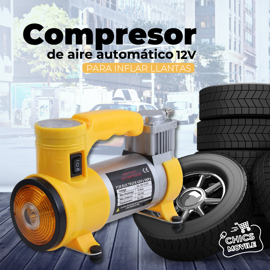 Compresor De Aire Automático Para Inflar Llantas De Carro 12V 🚗 – Chics ...