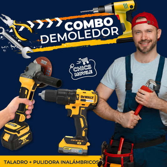 Combo  De Walt Taladro Atornillador Inalámbrico 24V Doble Bateria  + Pulidora inalambrica 61 V Doble Bateria