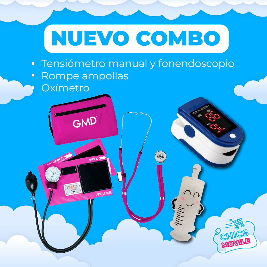 Kit Esencial de Enfermeria: Tensiometro Manual + Fonendoscopio + Oximetro + Rompe Ampollas 💊⚕️