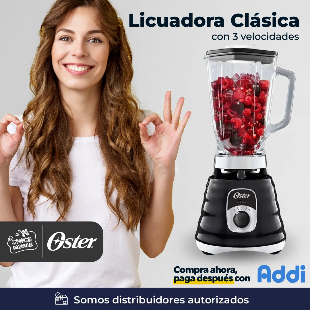 Licuadora Clásica Oster® Cromada Con Perilla Ergonómica De 3 🥭🍹👨🏻‍🍳 - Chics Movile