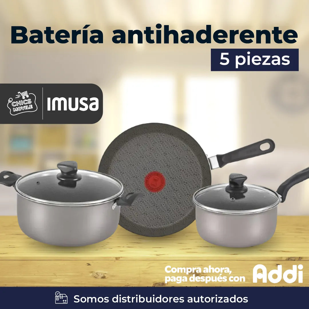 Bateria 5 Piezas Antiadherente Imusa Talent ✅🏚️👨🏻‍🍳 - Chics Movile
