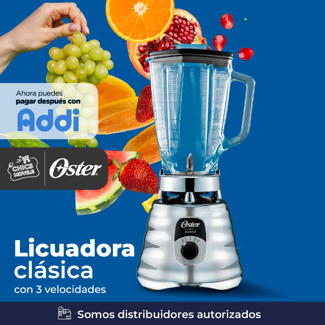 Licuadora Clásica Oster® Cromada Con Perilla Ergonómica De 3 🥭🍹👨🏻‍🍳 - Chics Movile