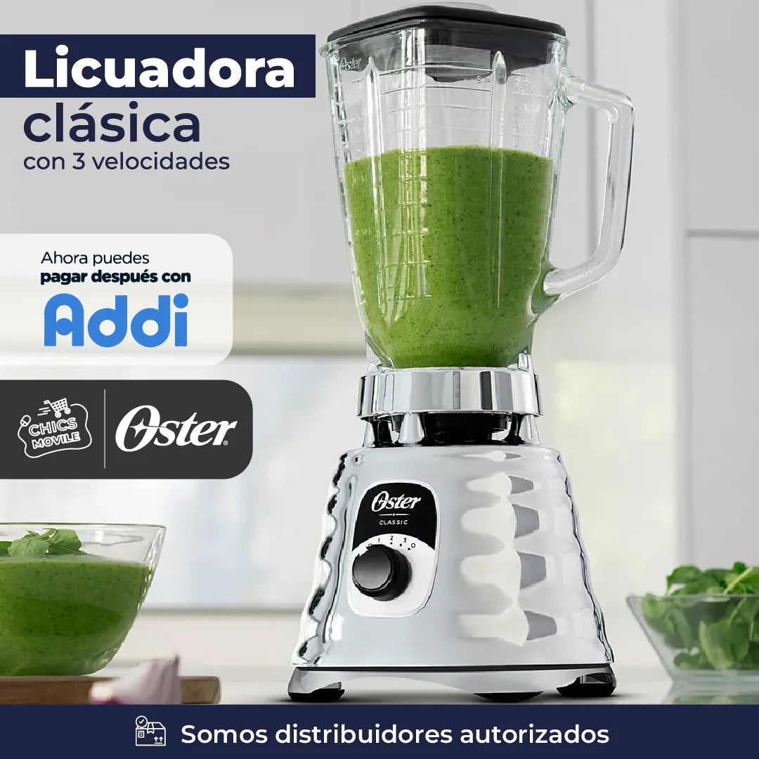 Licuadora Clásica Oster® Cromada Con Perilla Ergonómica De 3 🥭🍹👨🏻‍🍳 - Chics Movile