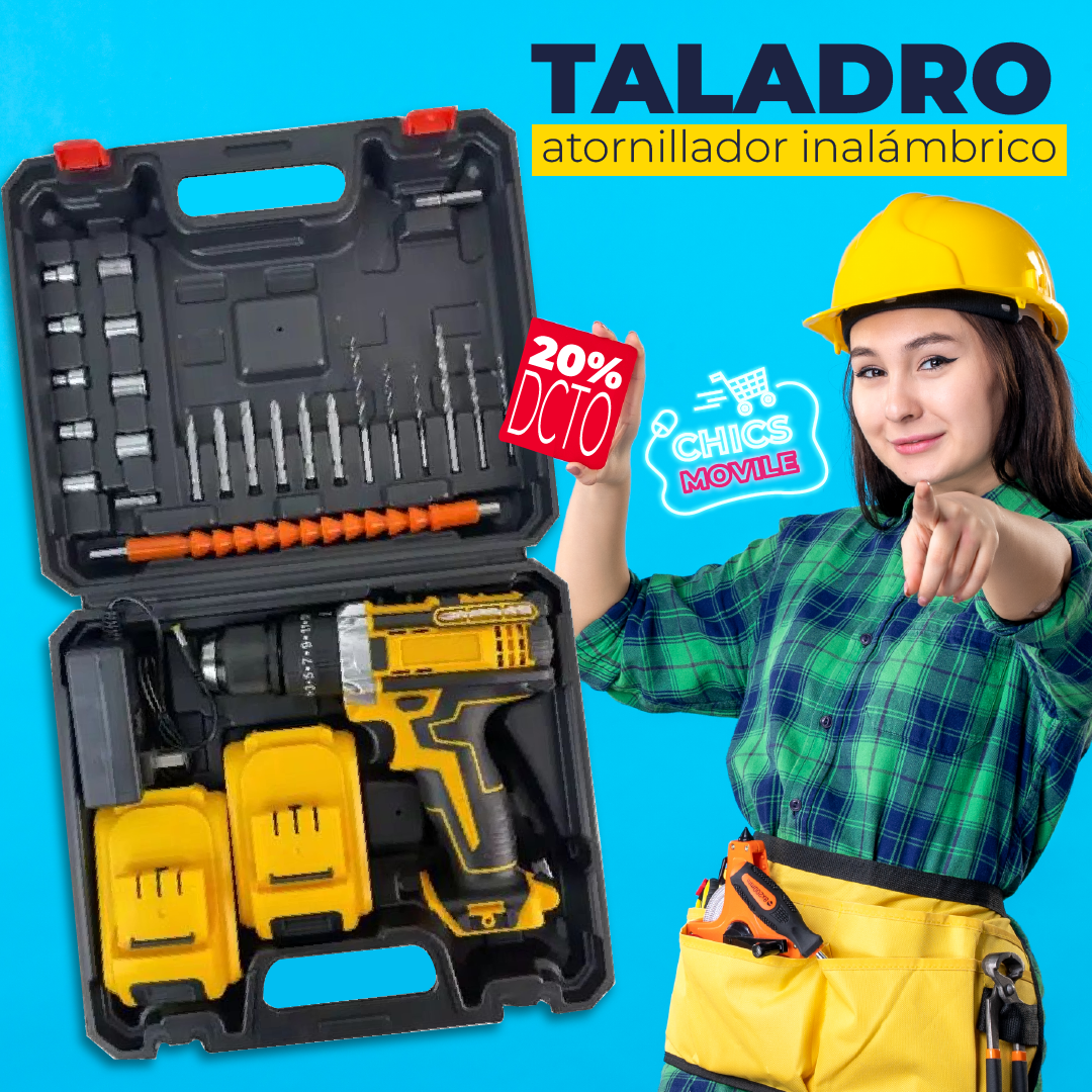 Taladro Atornillador Inalámbrico 24V Doble Bateria + 25 Accesorios
