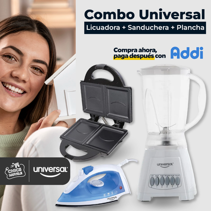 Combo UNIVERSAL Licuadora + Sanduchera + Plancha ✅🏚️