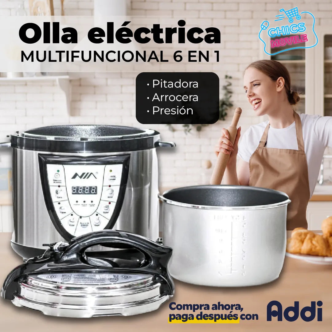 Olla Electrica Multifuncional Pitadora Arrocera Presion 6 en 1 🍲 - Chics Movile