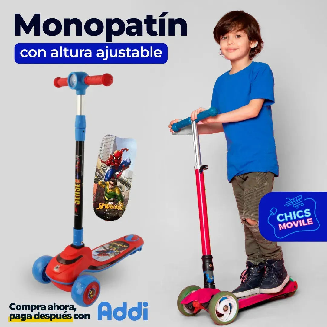 Scooter Infantil De Personajes Con Luces ⛸️🏃🏻‍♂️👦🏻 - Chics Movile