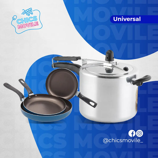 Combo UNIVERSAL Olla a Presión 6Lts + Sartenes X 3 Unidades 👨‍🍳🍳 - Chics Movile