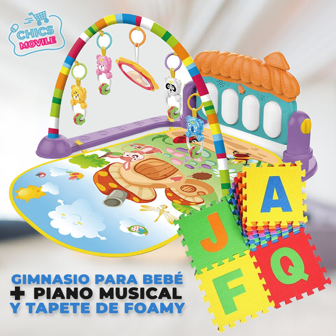 Gimnasìo Para Bebè Con Piano Musical +Juego Tapete Didactico
