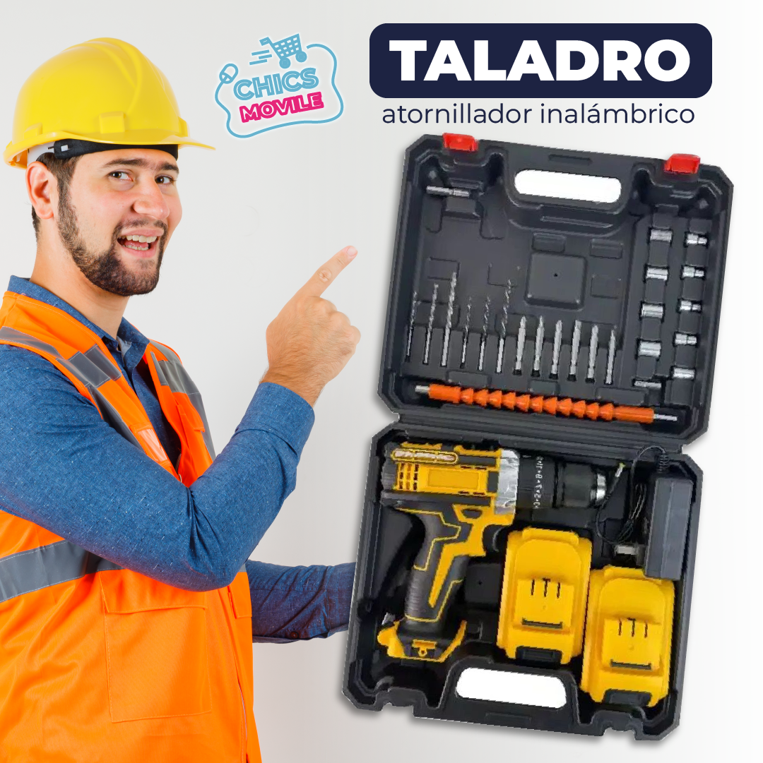 Combo Taladro Atornillador Inalámbrico 24V Doble Bateria 25 Accesorios + Pulidora inalambrica 21 V Doble Bateria 👷