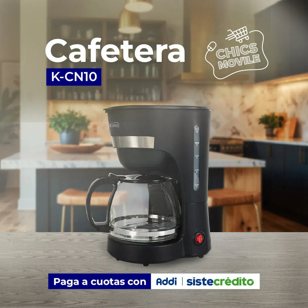 Cafetera Básica KALLEY 10 Tazas K-CN10 Negro - Chics Movile