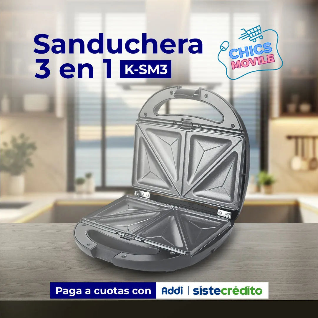 Sanduchera KALLEY 3 en 1 K-SM3 Negro - Chics Movile