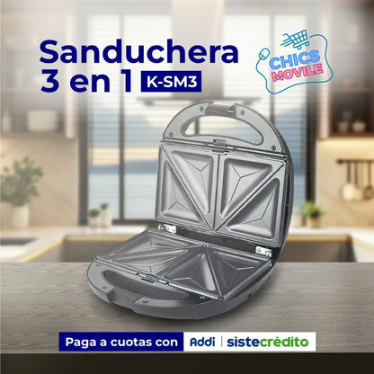 Sanduchera KALLEY 3 en 1 K-SM3 Negro - Chics Movile