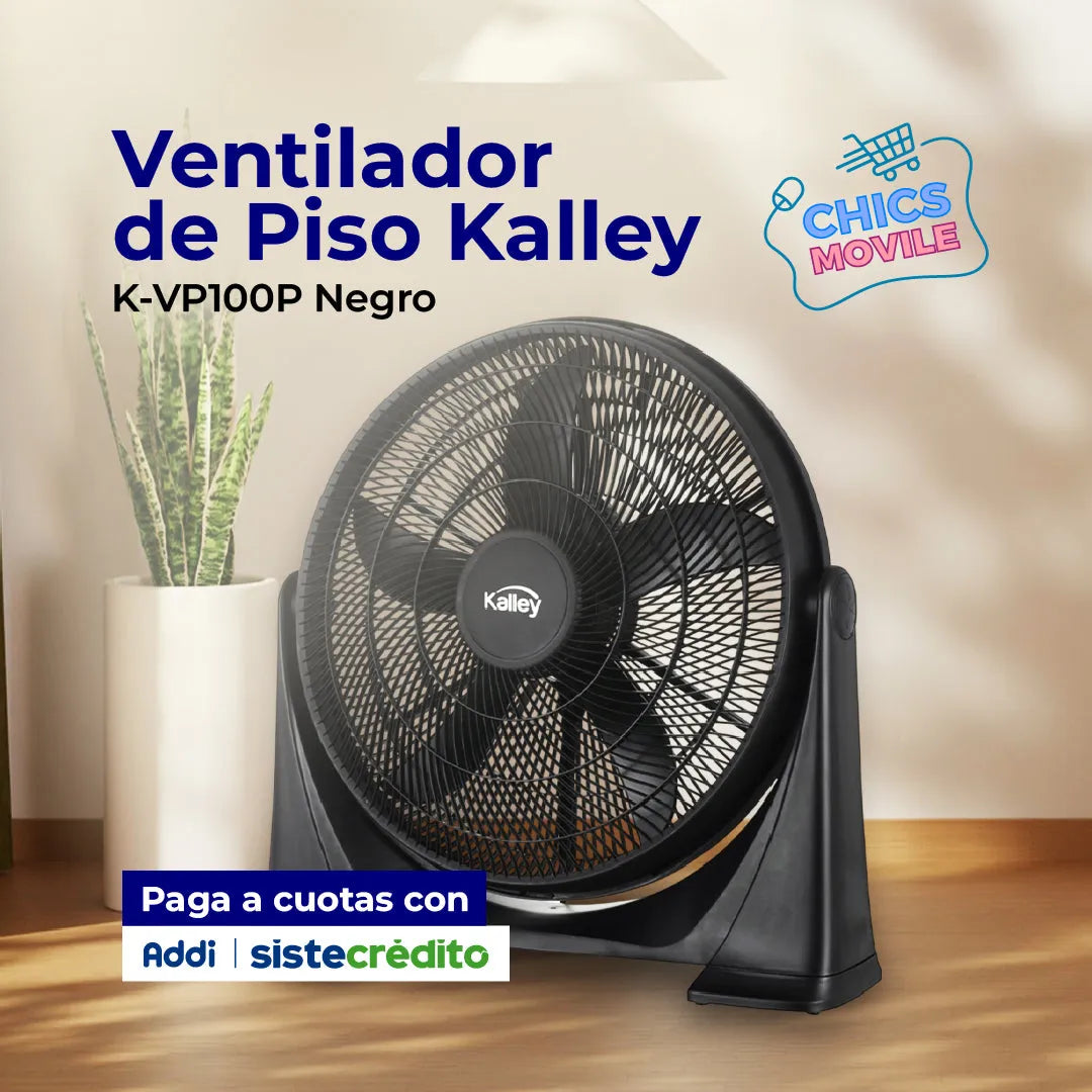 Ventilador de Piso KALLEY K-VP100P Negro - Chics Movile
