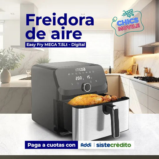 Freidora de Aire IMUSA Easy Fry MEGA 7.5L Digital Negra - Chics Movile