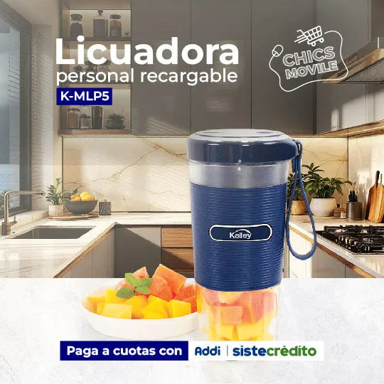 Licuadora KALLEY Personal K-MLP5 Recargable Azul - Chics Movile