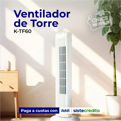 Ventilador de Torre KALLEY K-TF60 Blanco - Chics Movile