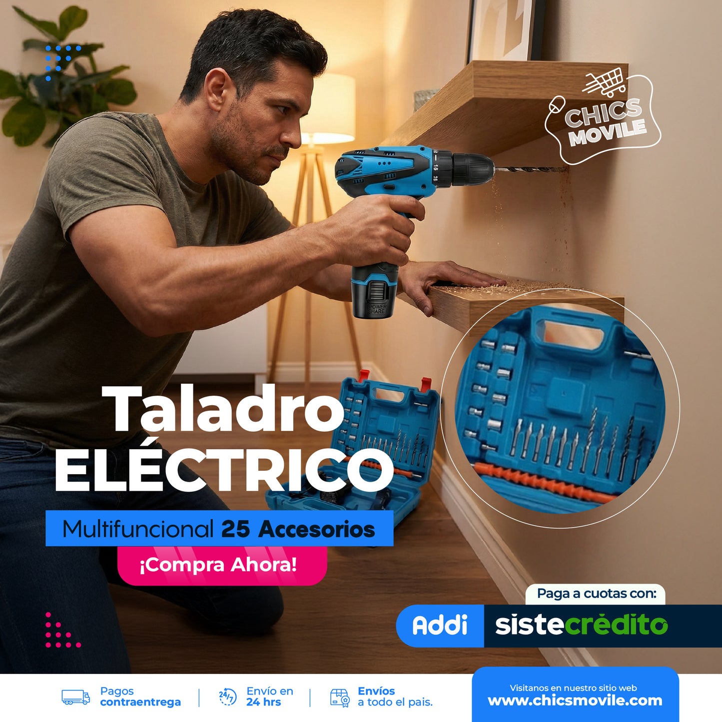 Taladro inalámbrico con doble batería