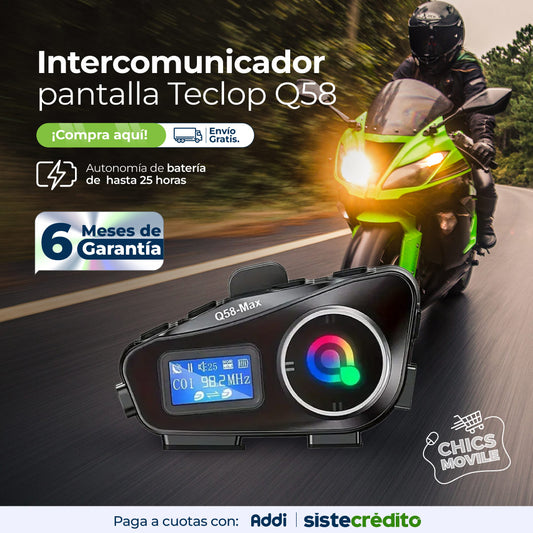 Intercomunicador Bluetooth para Motocicleta con Pantalla LCD