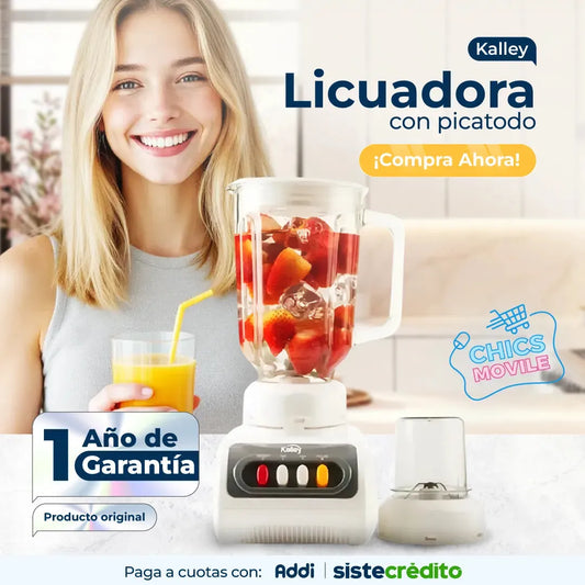 Licuadora KALLEY K-LPV40 Blanco Vaso De Vidrio