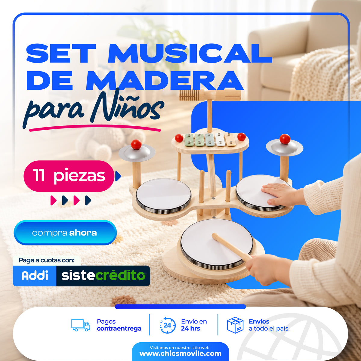 Batería infantil Musical de madera