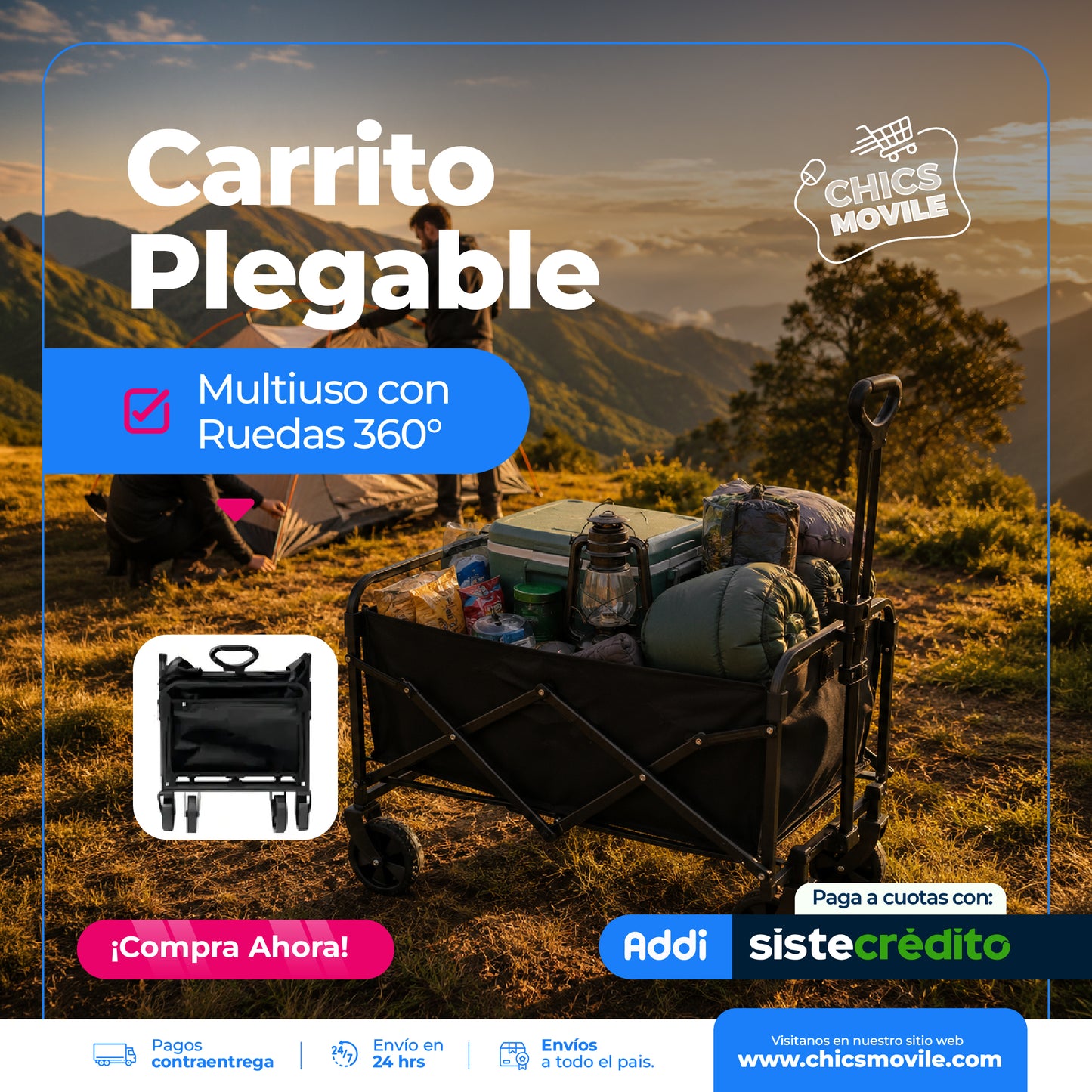 Carrito Plegable Multiuso Con Ruedas