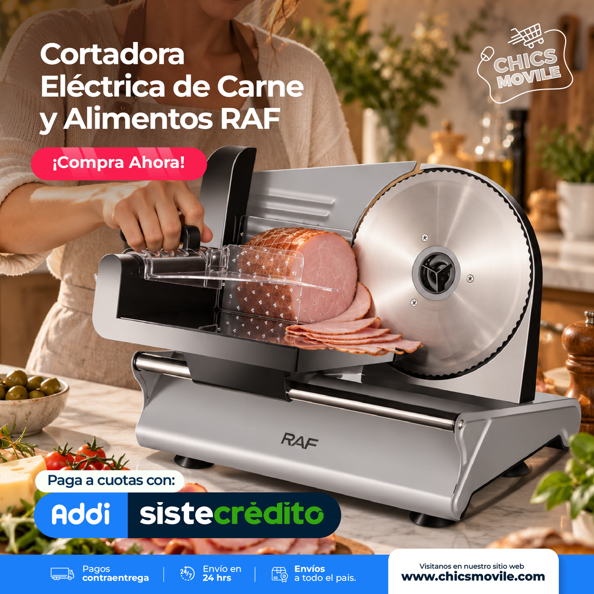 Picadora y Rebanadora Eléctrica para carnes y jamones