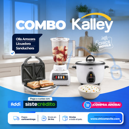 Combo KALLEY Olla Arrocera + Licuadora + Sanduchera ☕️🥪🍚