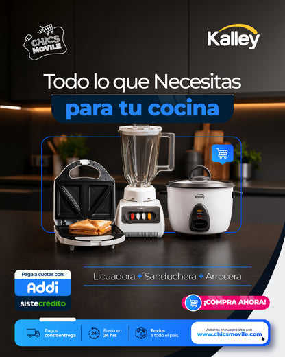 Combo KALLEY Olla Arrocera + Licuadora + Sanduchera ☕️🥪🍚