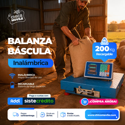 Balanza Báscula Inalámbrica 200kg En Alfajor Recargable Icm Color Azul acero 110V/220V 🥑⚖️♎